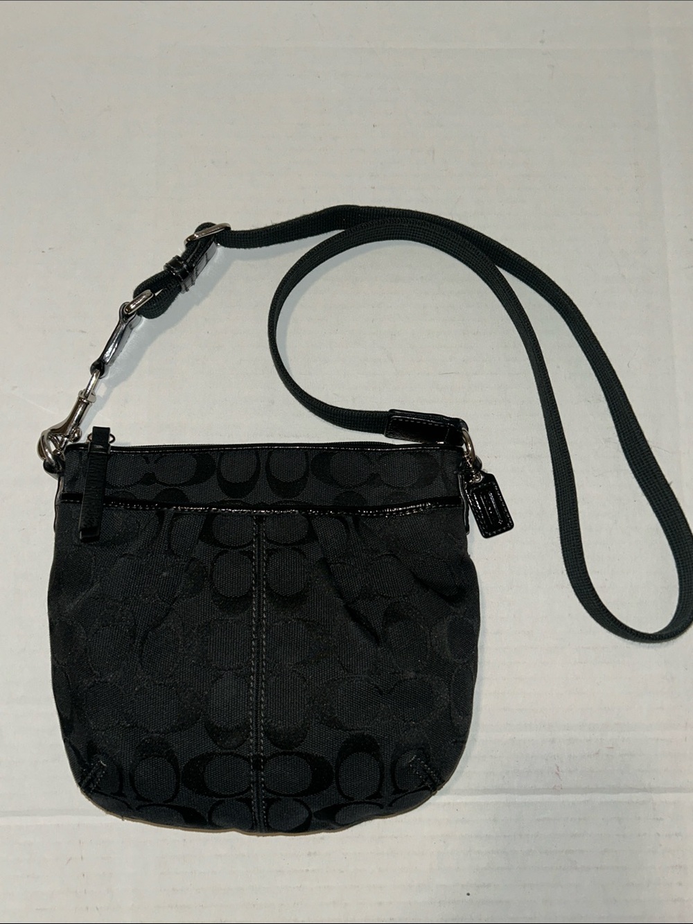 COACH black canvas pleated crossbody shoulder bag